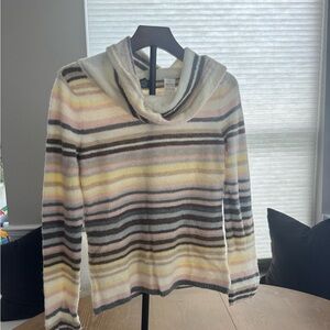 New York & Company Pastel Striped Cowl Neck Sweater